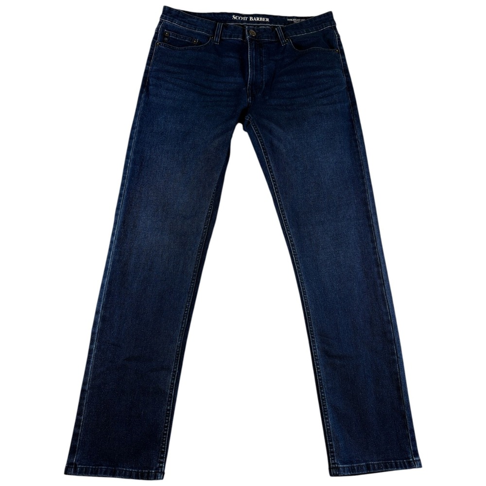 Scott Barber Jeans Mens 36x32 Blue Denim Dark Wash Premium Heritage Straight Fit
